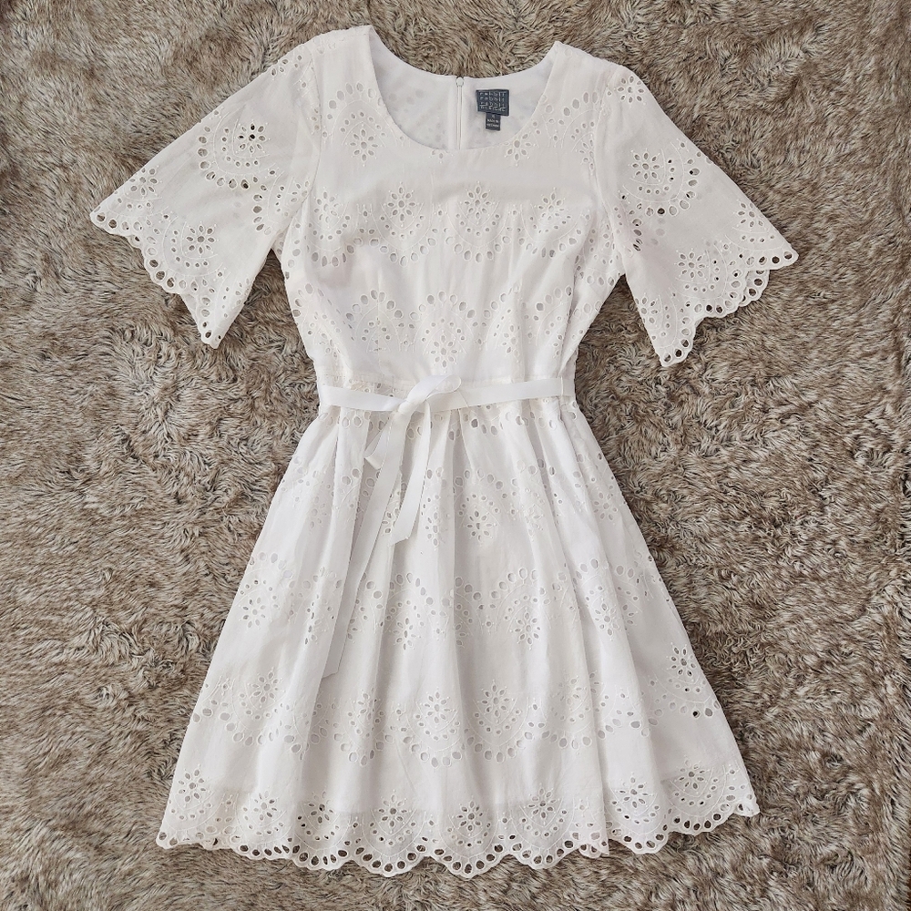 Rabbit Rabbit Rabbit Designs Short Sleeve Eyelet Lace Dress White‎ Women's 16
